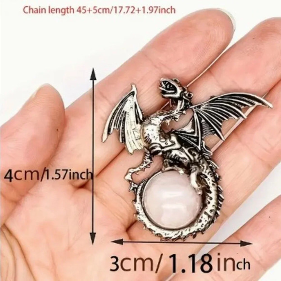 Natural Stone Tiger Eye Obsidian Decor Dragon Pendant Necklace - Picture 4 of 5